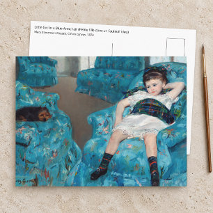 Mary Cassatt - Kleines Mädchen in einem blauen Ses Postkarte