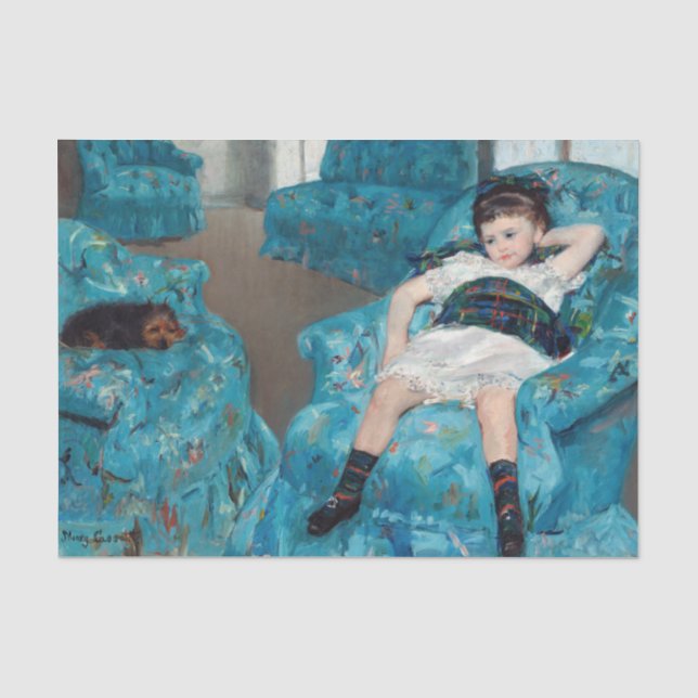 Mary Cassatt - Kleines Mädchen in einem blauen Ses Seidenpapier (Vorderseite)