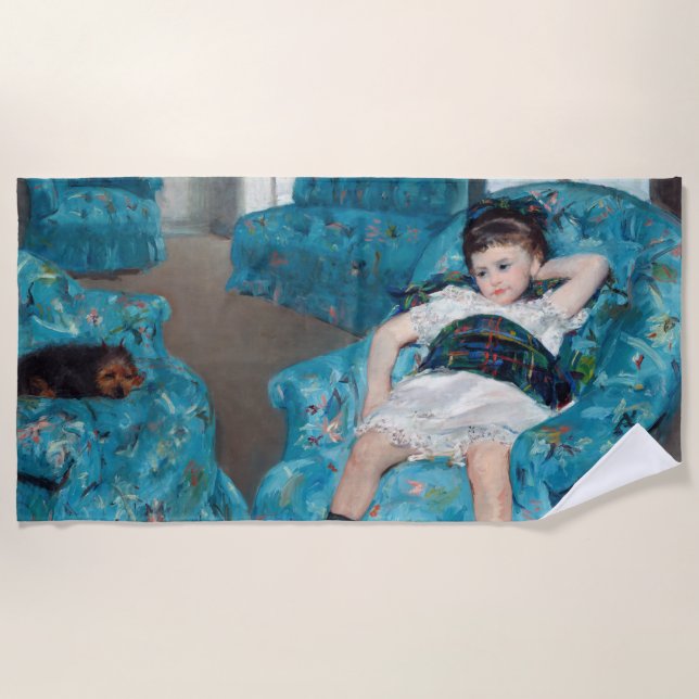 Mary Cassatt - Kleines Mädchen in einem blauen Ses Strandtuch (Vorderseite)