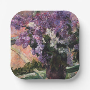 Mary Cassatt - Lilacs in einem Fenster Pappteller