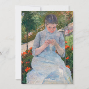 Mary Cassatt - Mädchen beim Nähen in einem Garten Dankeskarte