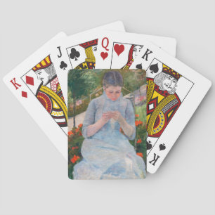Mary Cassatt - Mädchen beim Nähen in einem Garten Spielkarten