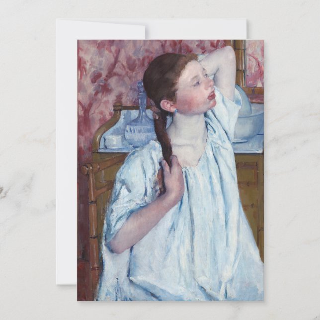 Mary Cassatt - Mädchen, die ihre Haare anordnen Dankeskarte (Vorderseite)