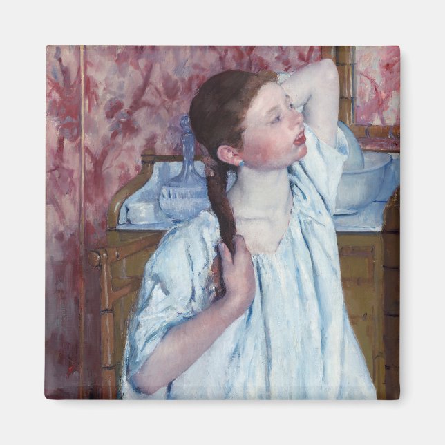 Mary Cassatt - Mädchen, die ihre Haare anordnen Magnet (Vorne)