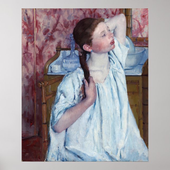 Mary Cassatt - Mädchen, die ihre Haare anordnen Poster (Vorne)