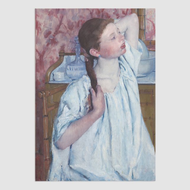 Mary Cassatt - Mädchen, die ihre Haare anordnen Seidenpapier (Von Creator hochgeladen)