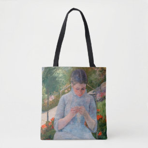 Mary Cassatt - Mädchen näht im Garten Tasche