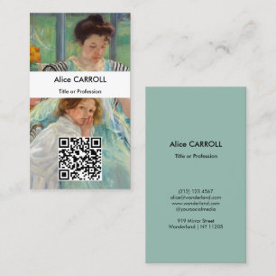 Mary Cassatt - Young Mother Näwing - QR-Code Visitenkarte