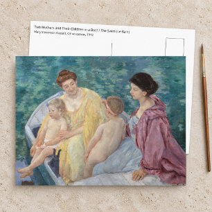 Mary Cassatt - Zwei Mütter und Kinder in einem Boo Postkarte