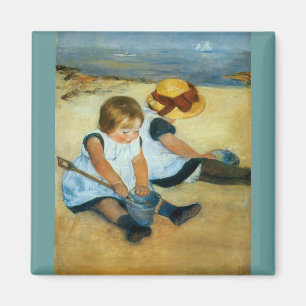 Mary Cassatts Kinder auf dem Strand (1884) Magnet
