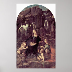 Mary-, Christus-Kind und Engel durch Leonardo da Poster