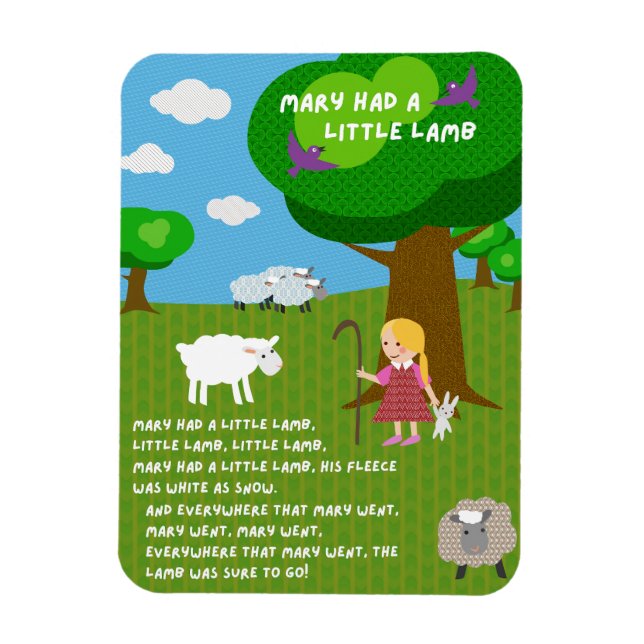 Mary Had a Little Lamb Nursery Rhyme Magnet (Vertikal)