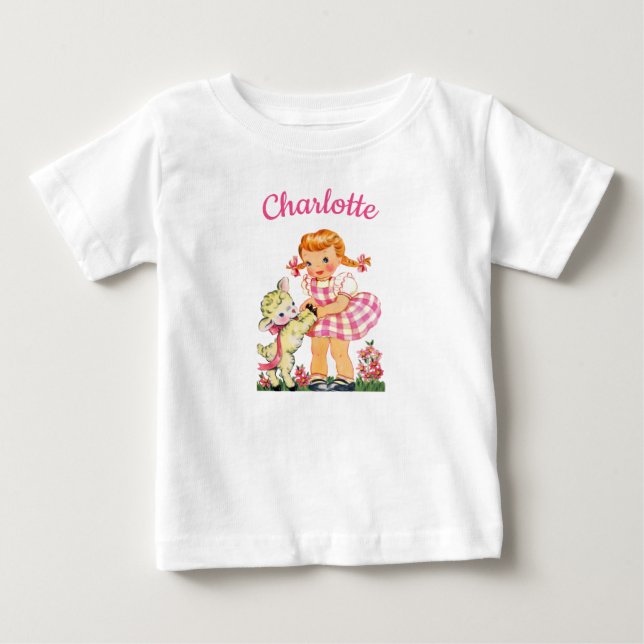 Mary hatte ein kleines personalisiertes Lamm-Mädch Baby T-shirt (Vorderseite)