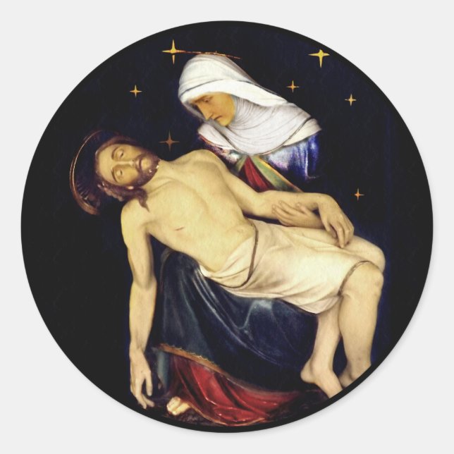 Mary Holding Jesus Runder Aufkleber (Vorderseite)