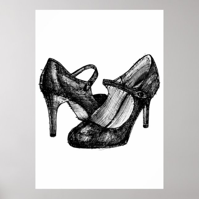 Mary Jane Heelses Fashion Sketch Poster (Vorne)