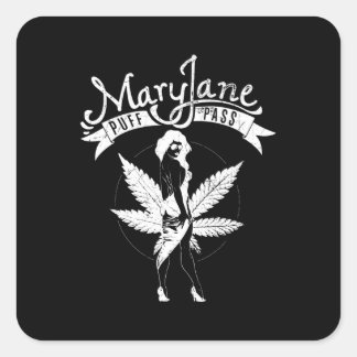Mary Jane Puff Pass Frauenwerk Weiß Quadratischer Aufkleber