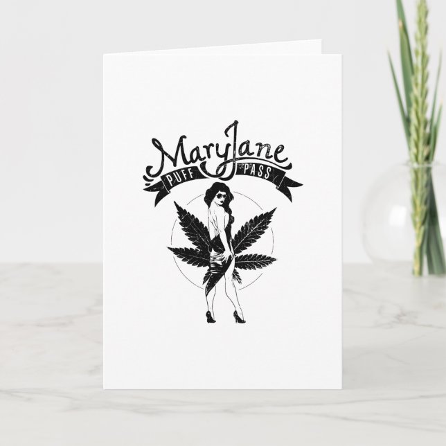 Mary Jane Puff Pass Woman Artwork Black Karte (Vorderseite)