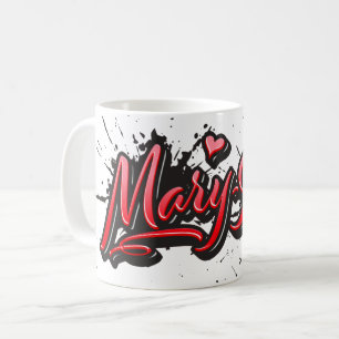 Mary-Jane red Heart Graffiti Tasse Kaffeetasse