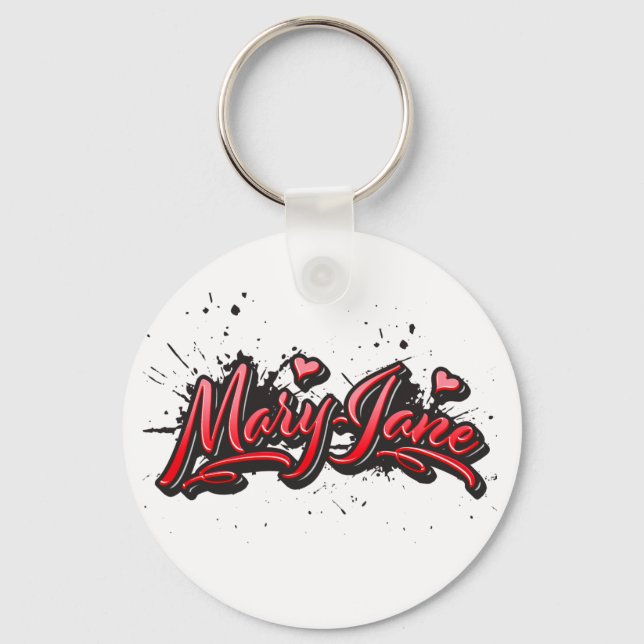 Mary-Janred Heart Graffiti Schlüsselger führen Aus Schlüsselanhänger (Vorderseite)