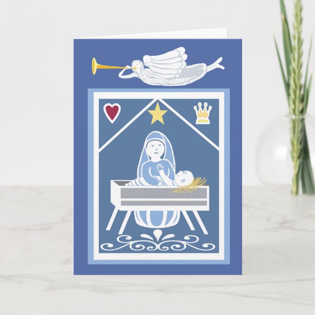 Mary, Jesus and Christmas angel angel Karte (Vorderseite)