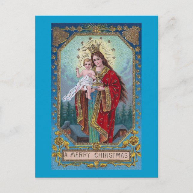 Mary, Jesus and Globus Cruciger Weihnachten (Vorderseite)