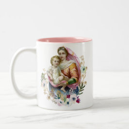 Mary & Jesus Floral religiöse Memorys Gebet Zweifarbige Tasse