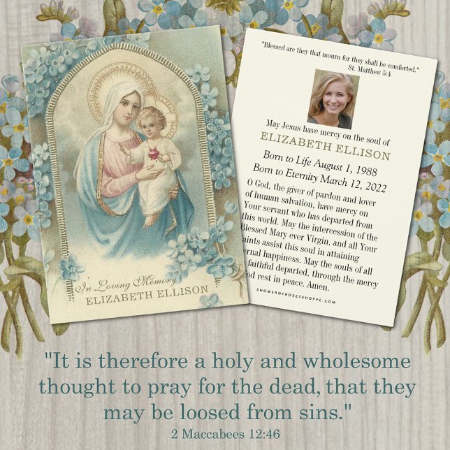 Mary Jesus katholische Beerdigung Gebetskarte (Traditional Catholic Funeral Virgin Mary and Jesus Prayer Memorial Cards)