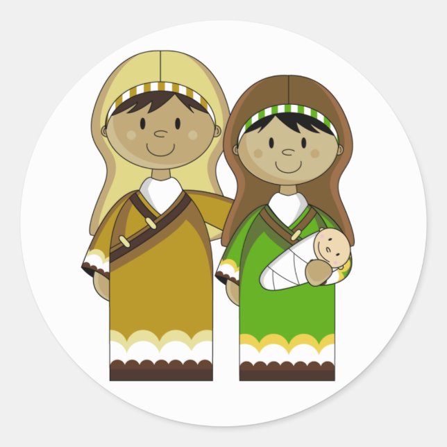Mary & Joseph avec Bébé Sticker Jésus (Devant)