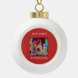Mary Joseph Baby Jesus Liebe Farbkreise Keramik Kugel-Ornament