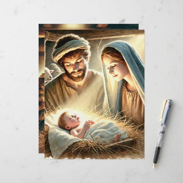 Mary Joseph & Baby Jesus Nativbook (Vorderseite/Rückseite Beispiel)