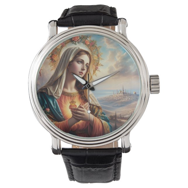 Mary Jungfrau Jesus Armbanduhr (Vorderseite)