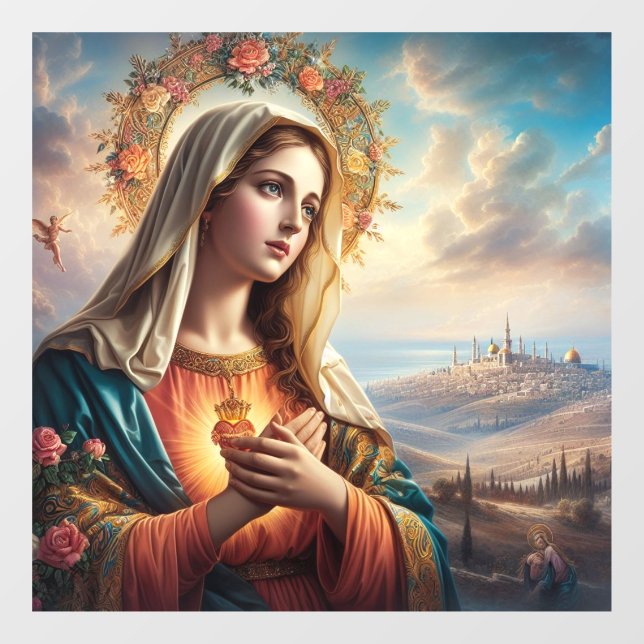 Mary Jungfrau Jesus Fensteraufkleber (Blatt)