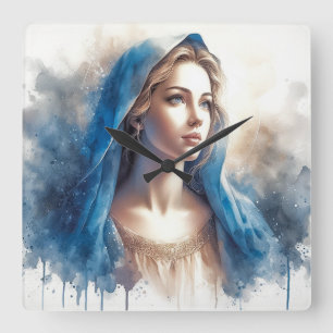Mary Jungfrau Jesus Quadratische Wanduhr