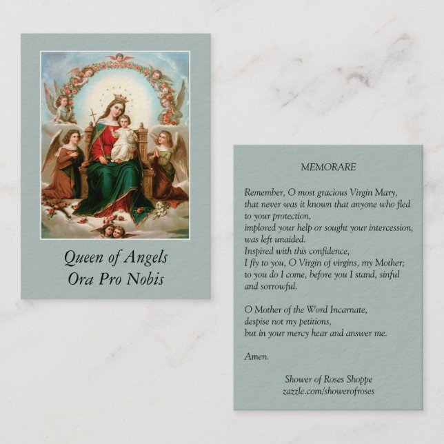 Mary-Königin der Engel Memorare Gebets-heiligen Visitenkarte (Vorne/Hinten)