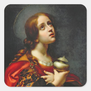Mary Magdalene, 1660-70 (Öl auf Leinwand) Quadratischer Aufkleber