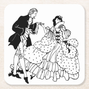 Mary Me Viktorianisch Couple Silhouette Art Rechteckiger Pappuntersetzer