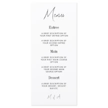 Mary - Menu Mariage minimaliste Élégant