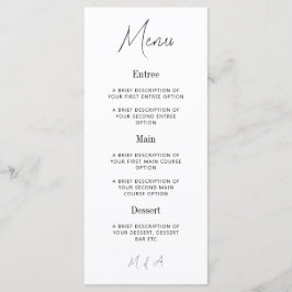 Mary - Minimalistisches elegantes Hochzeitsmenü Menükarte