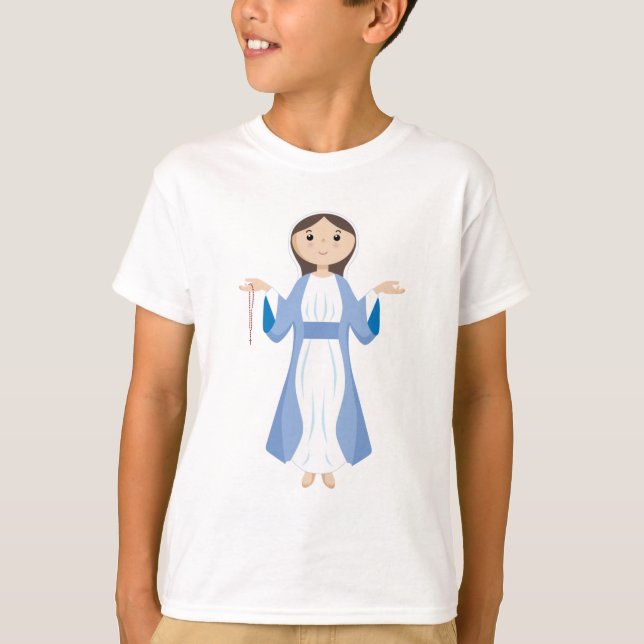 Mary mit Rosary T-Shirt (Vorderseite)