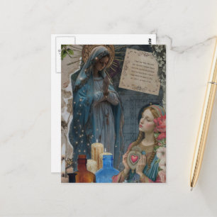 Mary Mixed Media Collage Postkarte