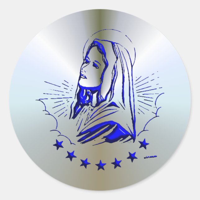 Mary - Mutter Gottes Runder Aufkleber (Vorderseite)