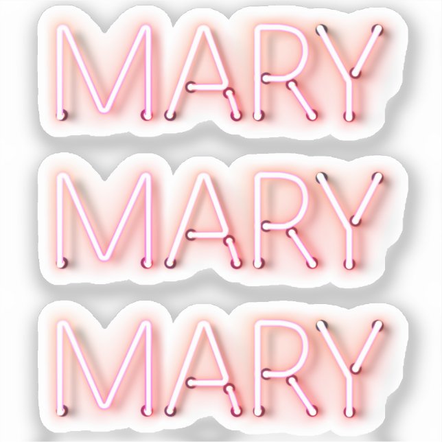 Mary Name in Glows Neon Lights x3 Aufkleber (Vorderseite)