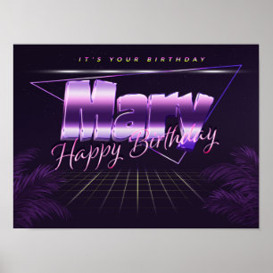 Mary Name Prénom lila retro Poster Anniversaire