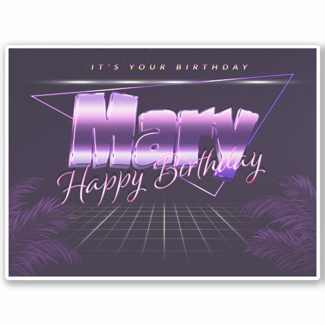 Mary Name Prénom lila retro Sticker (Devant)