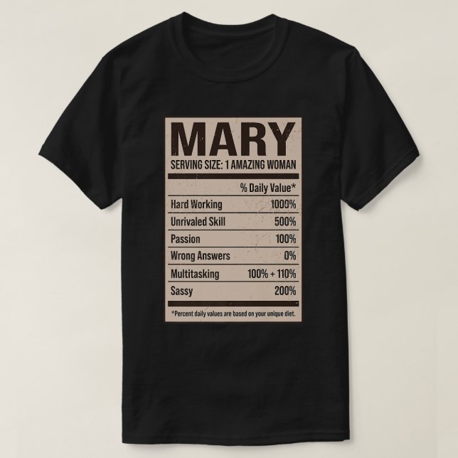 Mary Nutrition Fakten Name Nickname Alias Titel Fr T-Shirt (Design vorne)