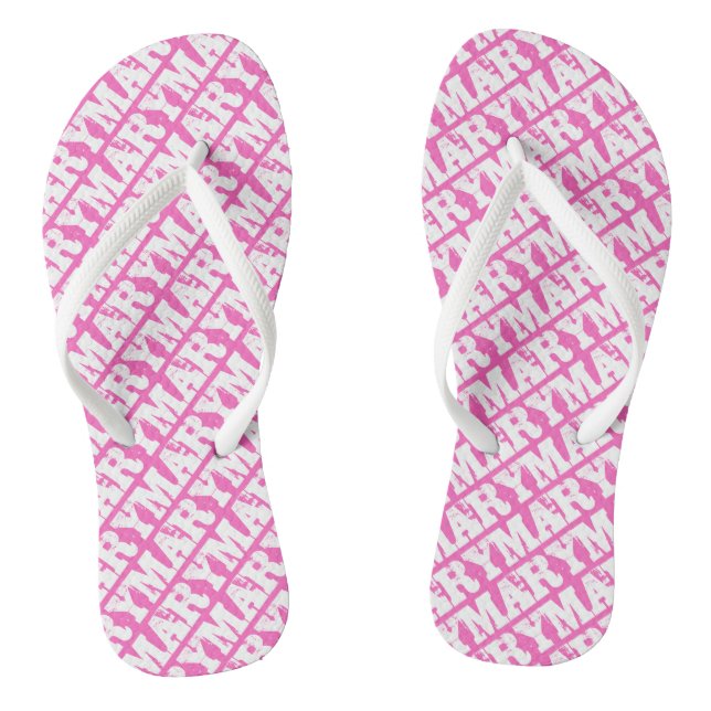 Mary oder Ihr Name oder Text Rosa und Weiß Flip Flops (Fußbett)