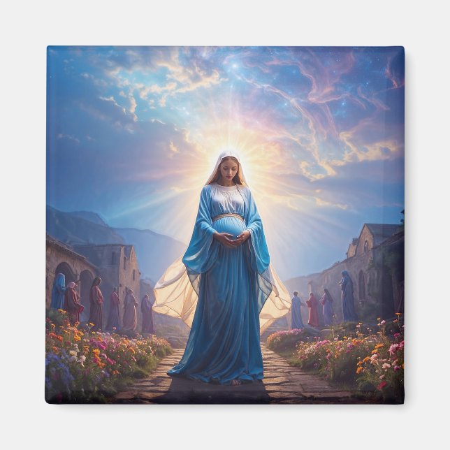 Mary of Nazareth Walking Alone – Christian Artwork Magnet (Vorne)