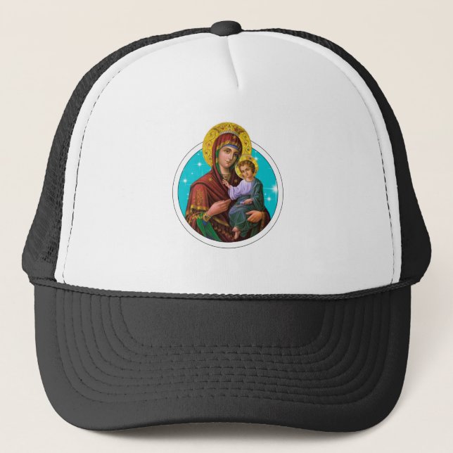 Mary Our Lady of Perpetual Help Mother God Baby Truckerkappe (Vorderseite)
