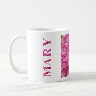 Mary, Personalisiert Pink Hydrangea Floral Letteri Kaffeetasse