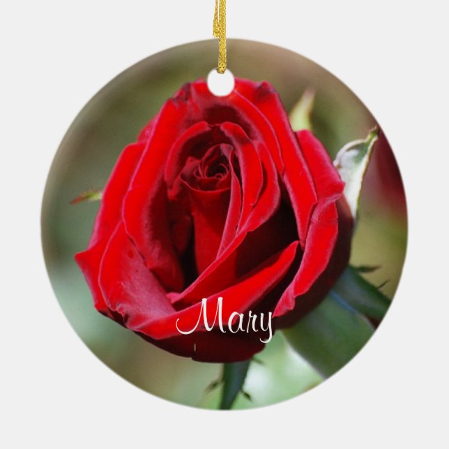 Mary Personalisiert Rote Rose Ornament (Hinten)